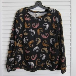 H&M Iguana Allover Print Textured Knit Shirt sz M